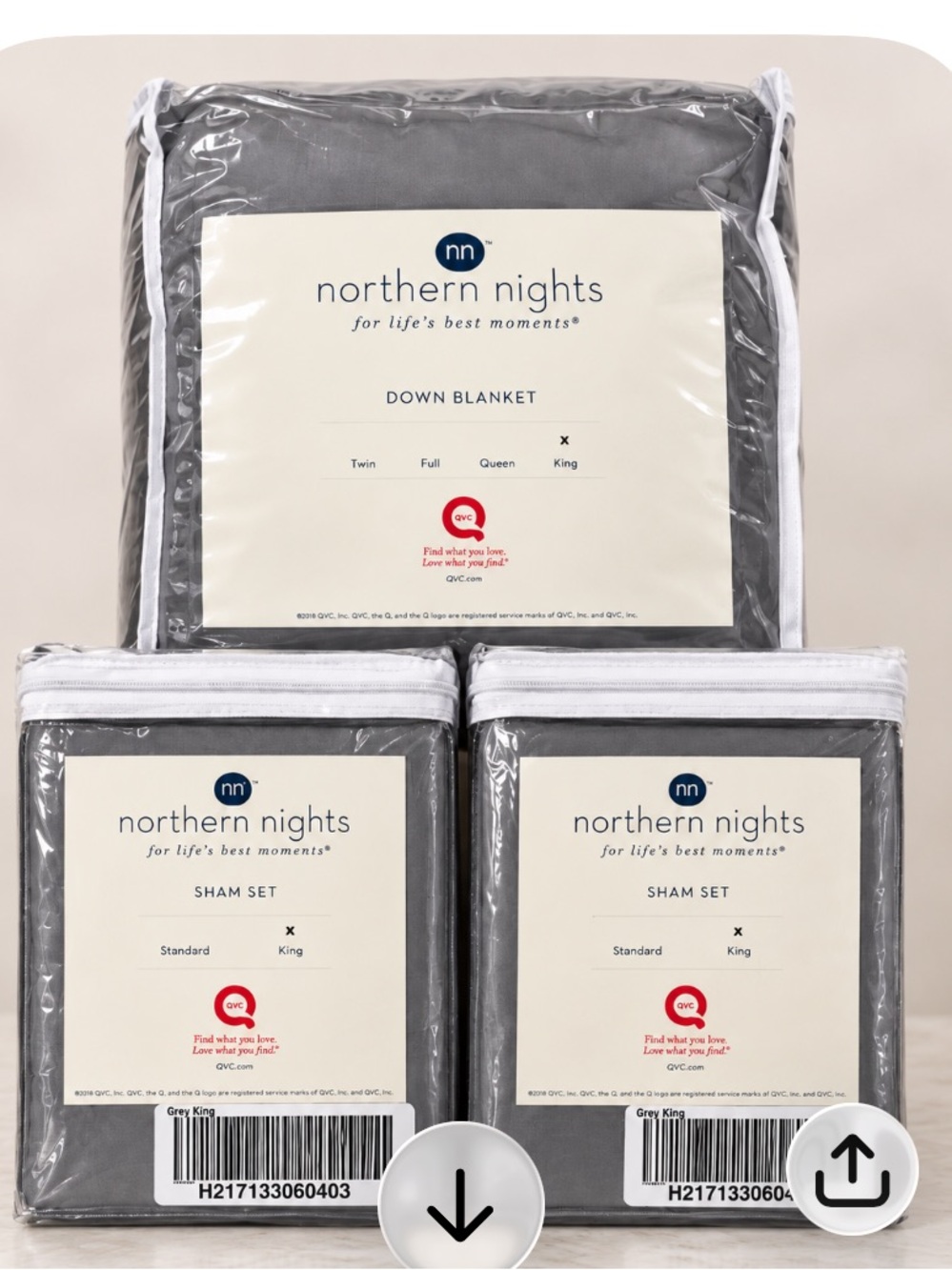 Gray Down Blanket & Sham Set